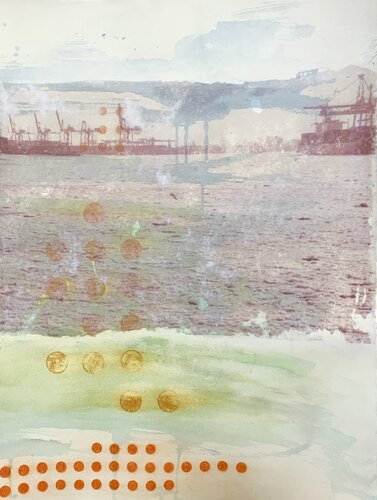 Hamburger Hafen vier par Heike Kirsch, Œuvre sur papier en vente sur Singulart