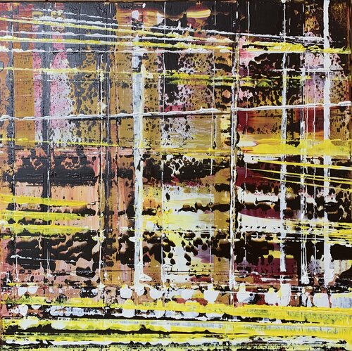 Kristallines gelb-schwarz di Heike Kirsch, Pittura in vendita su Singulart