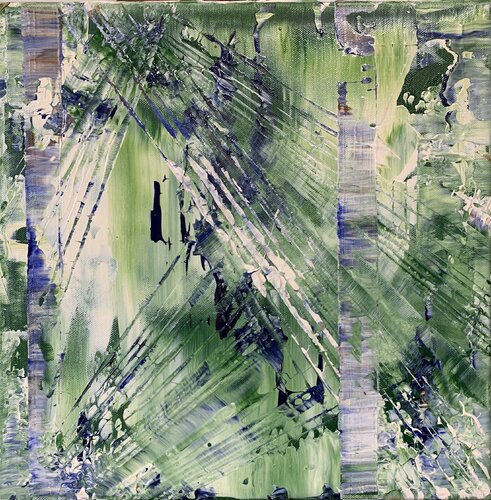 Diagonales Grün von Heike Kirsch, Malerei kaufen auf Singulart