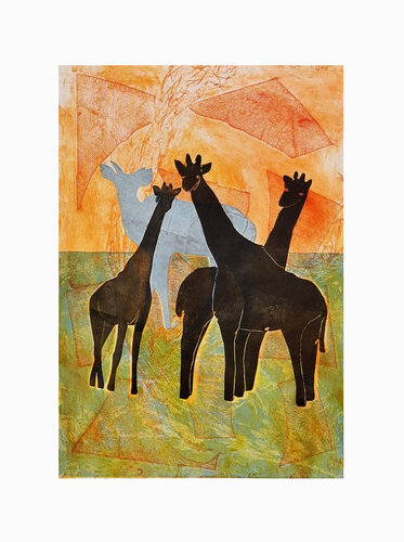 Drei Giraffen by Cornelia Leitner, Work on Paper for Sale on Singulart