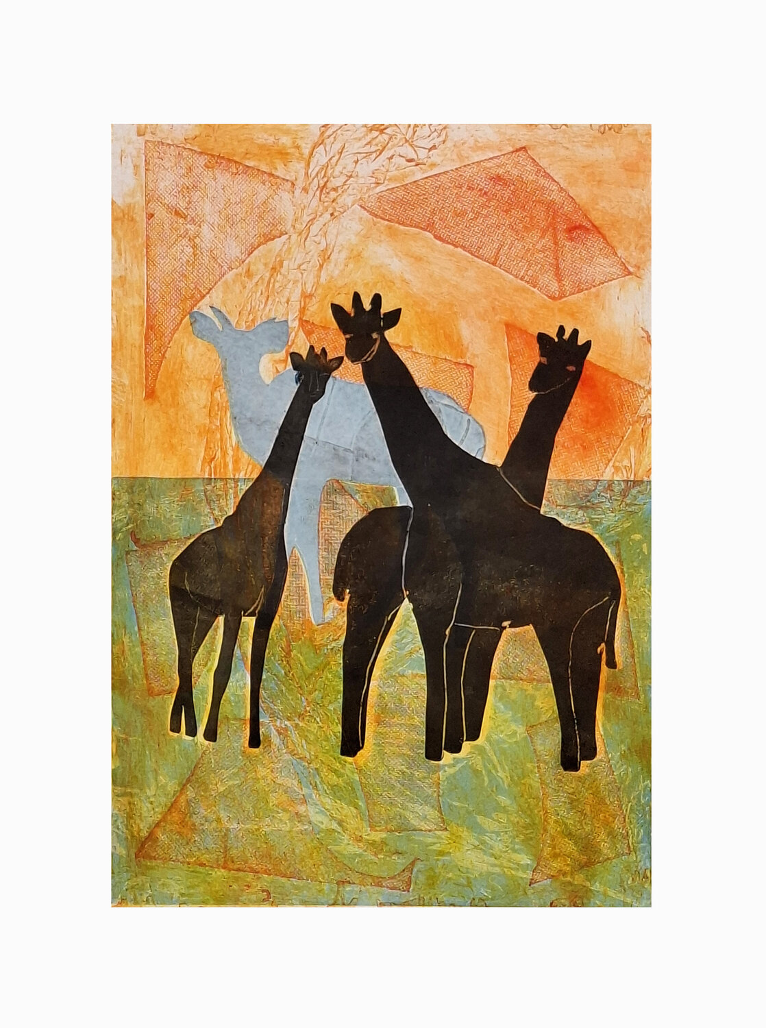 Drei Giraffen Cornelia Leitner Work on Paper for sale