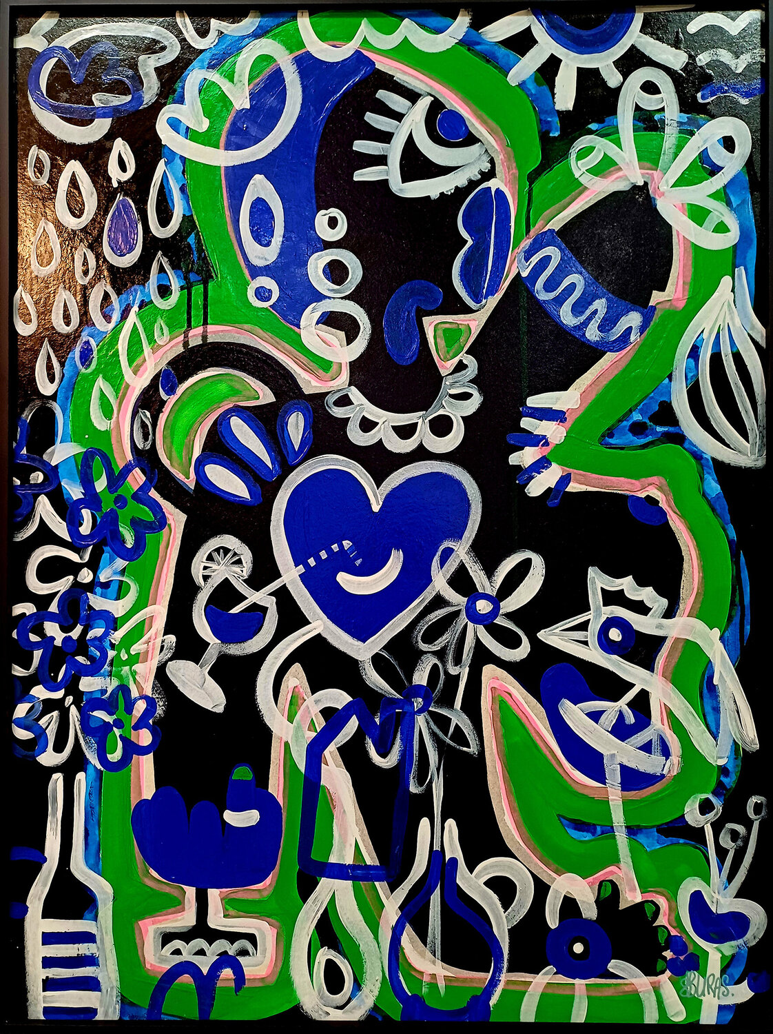 Femme et oiseau dans le jardin Hugo Duras Originalgemälde zu verkaufen