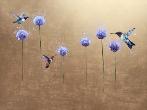 La Vie Est Belle ~ on gold III di Laure Bury, Pittura in vendita su Singulart