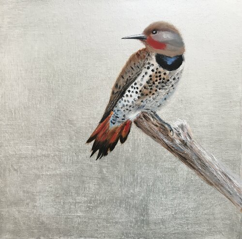 The Flicker Bird ~ on silver di Laure Bury, Pittura in vendita su Singulart