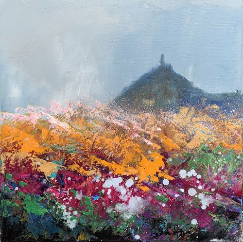 Wild Flowers At Brentor Church by Laure Bury, Painting for Sale on Singulart