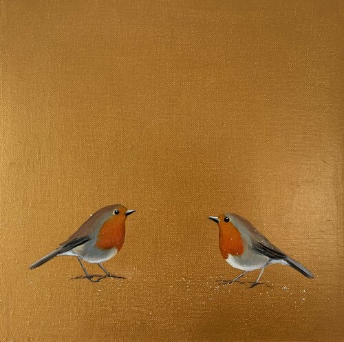 Dance With Me ~ Robins on gold di Laure Bury, Pittura in vendita su Singulart
