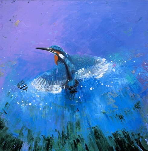 Kingfisher Rising by Laure Bury, Painting for Sale on Singulart