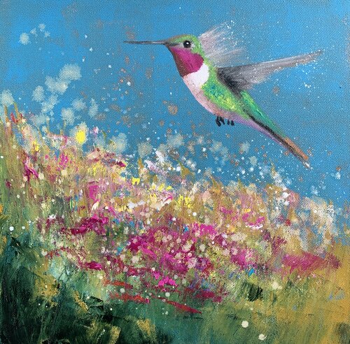Anna's Hummingbird II di Laure Bury, Pittura in vendita su Singulart