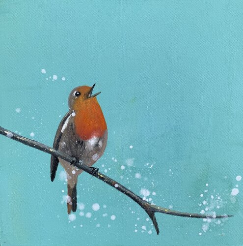 Singing Robin by Laure Bury, Painting for Sale on Singulart