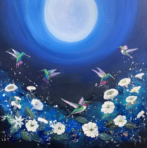 Moon Flower di Laure Bury, Pittura in vendita su Singulart