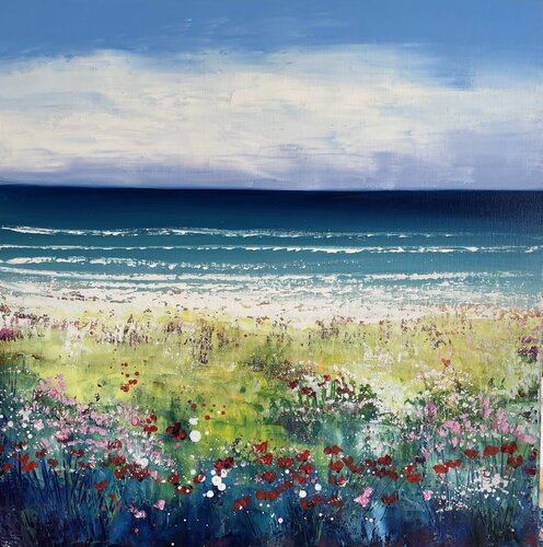 Wild Flowers  at the Beach IV di Laure Bury, Pittura in vendita su Singulart