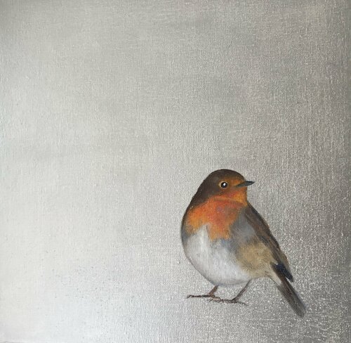 Robin ~ on silver di Laure Bury, Pittura in vendita su Singulart