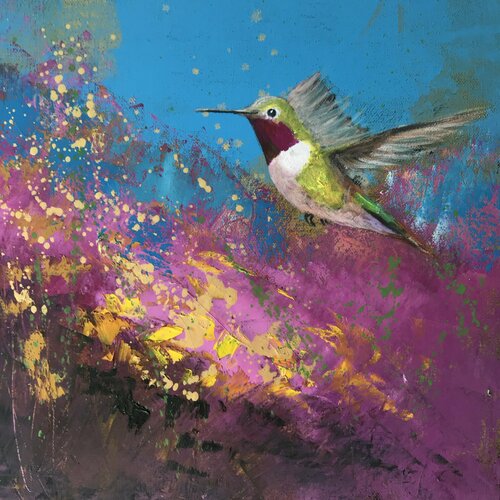 Humming Lovebird II di Laure Bury, Pittura in vendita su Singulart