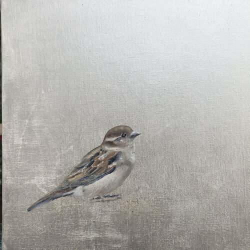 Little Sparrow ~ on silver II di Laure Bury, Pittura in vendita su Singulart