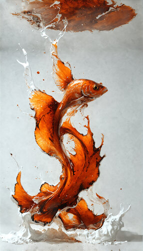 Fish from the series "Rust Orange and Dim Blue" von Stefan Eisele, Digital kaufen auf Singulart