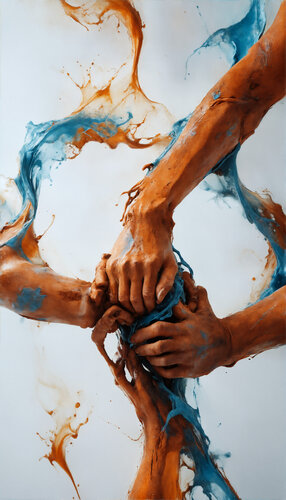 "Handcrafted I" from the series "Rust Orange and Dim Blue" di Stefan Eisele, Digitale in vendita su Singulart