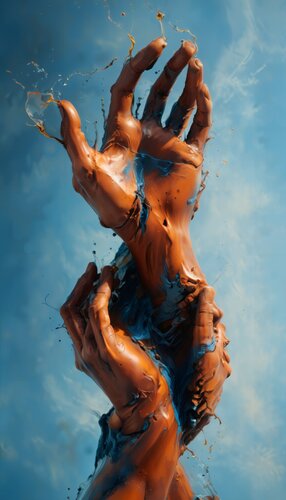 "Handcrafted III" from the series "Rust Orange and Dim Blue" par Stefan Eisele, Digital en vente sur Singulart