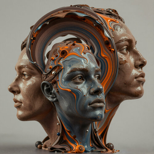 Recursive Identities II - from the series "Rust Orange and Dim Blue" par Stefan Eisele, Digital en vente sur Singulart