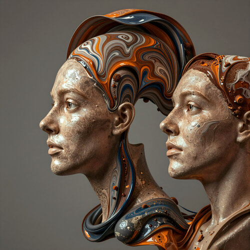 Recursive Identities III - from the series "Rust Orange and Dim Blue" di Stefan Eisele, Digitale in vendita su Singulart