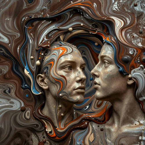 Recursive Identities IV - from the series "Rust Orange and Dim Blue" par Stefan Eisele, Digital en vente sur Singulart