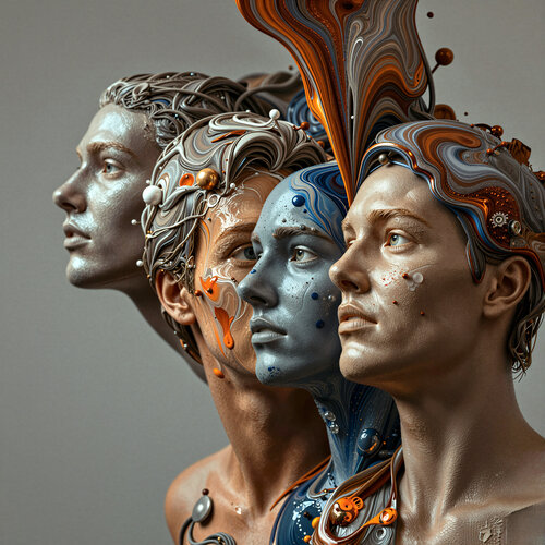 Recursive Identities V - from the series "Rust Orange and Dim Blue" di Stefan Eisele, Digitale in vendita su Singulart