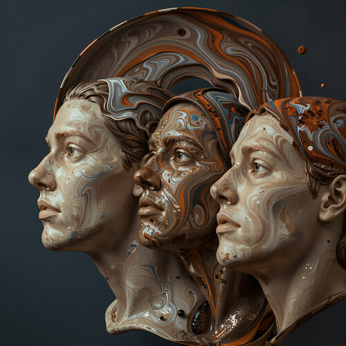 Recursive Identities VI - from the series "Rust Orange and Dim Blue" by Stefan Eisele, 數碼 for Sale on Singulart