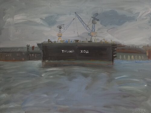 Schwimmsteg auf dem Fluss. van Irina Seller, Schilderij te koop op Singulart