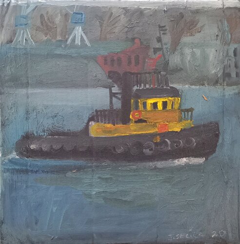 Ein Schlepper im Hafen von Irina Seller, Malerei kaufen auf Singulart