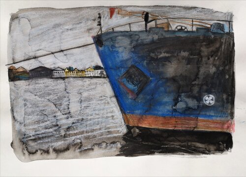 Schiff im Hafen von Irina Seller, Zeichnungen kaufen auf Singulart