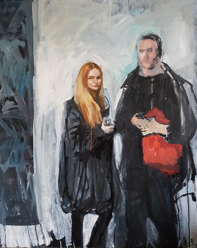 Portrait eines Paares. Ausstellungseröffnung by Irina Seller, 油畫 for Sale on Singulart