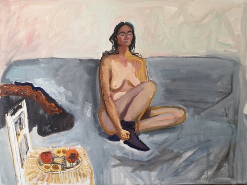 Geraldine seated with closed eyes von Irina Seller, Malerei kaufen auf Singulart