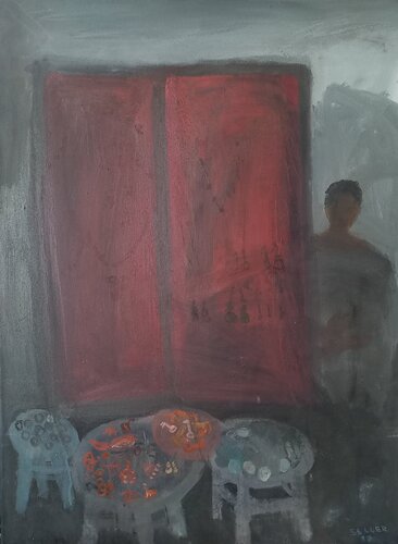 Verkäuferin von Ohrringen in Jerusalem van Irina Seller, Schilderij te koop op Singulart