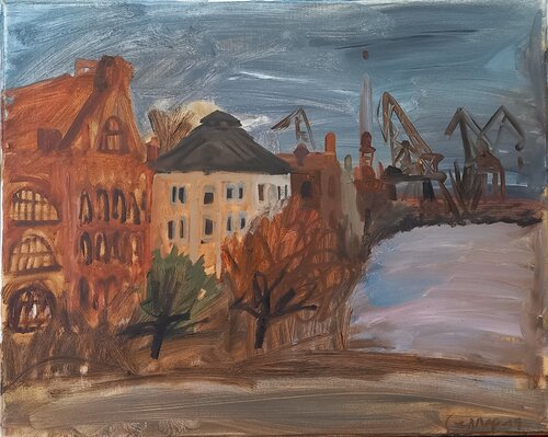 Cityscape with seaport von Irina Seller, Malerei kaufen auf Singulart