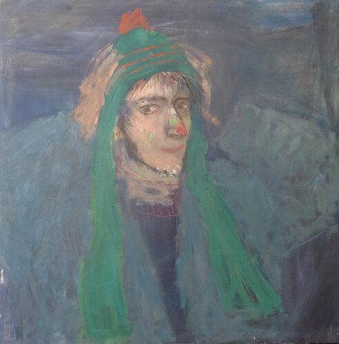 Portrait of Micha playing a harlequin van Irina Seller, Schilderij te koop op Singulart
