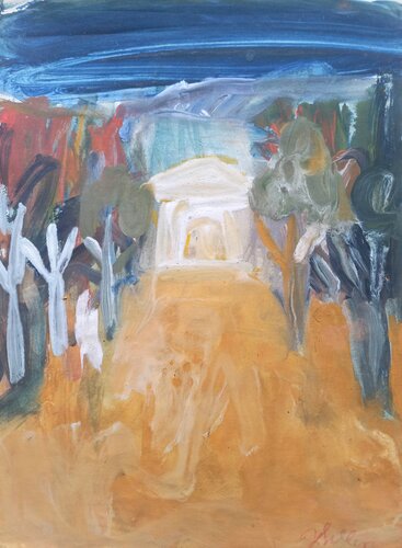 Park with a pavillon di Irina Seller, Pittura in vendita su Singulart