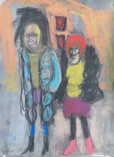 Two flamboyant ladies (artists) von Irina Seller, Werk auf Papier kaufen auf Singulart