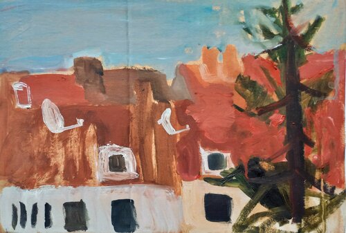 Red roofs von Irina Seller, Malerei kaufen auf Singulart