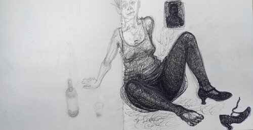 Drunk elf (portrait of an artist) par Irina Seller, Dessin en vente sur Singulart