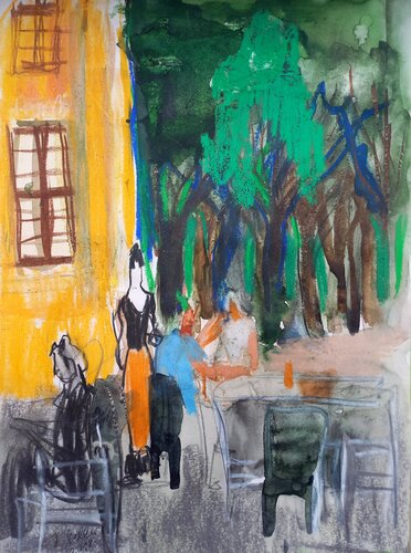 Park, Café von Irina Seller, Zeichnungen kaufen auf Singulart