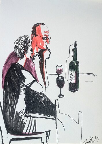 Parisians I Sketch von Irina Seller, Zeichnungen kaufen auf Singulart