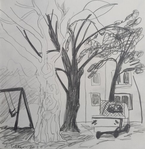 Platane und Schaukel van Irina Seller, Tekening te koop op Singulart