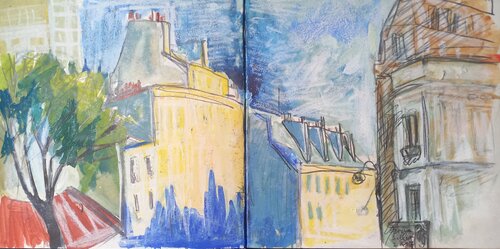 Montmartre Dyptichon di Irina Seller, Pittura in vendita su Singulart