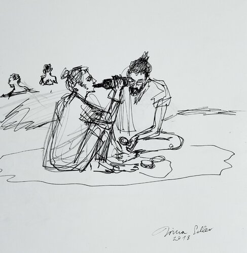 On the beach sketch von Irina Seller, Zeichnungen kaufen auf Singulart