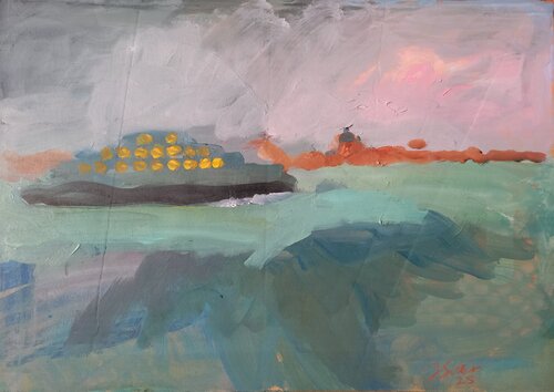 Ship in the lagoon, Impressionistic di Irina Seller, Pittura in vendita su Singulart