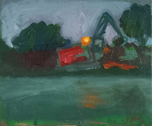 Seascape with excavator (From the Venetian series) par Irina Seller, Peinture en vente sur Singulart