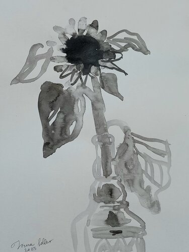 Study of a Sunflower by Irina Seller, 소묘 for Sale on Singulart