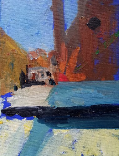 Study with church and canal van Irina Seller, Schilderij te koop op Singulart