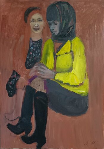 Double portrait (girlfriends) de Irina Seller, Pintura a la venta en Singulart