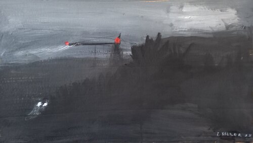 Nächtliche Landschaft mit Kränen de Irina Seller, Pintura a la venta en Singulart