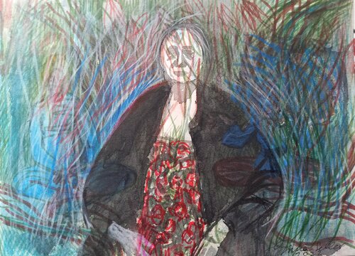 Portrait of an artist. How she portrays her world by Irina Seller, Work on Paper for Sale on Singulart